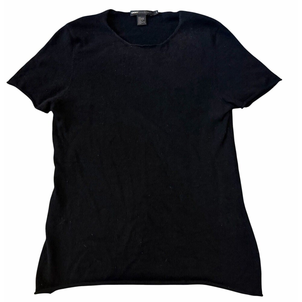 DKNY Donna Karen New York V Short Sleeve Top/shirt Black Color Size L Cashmere